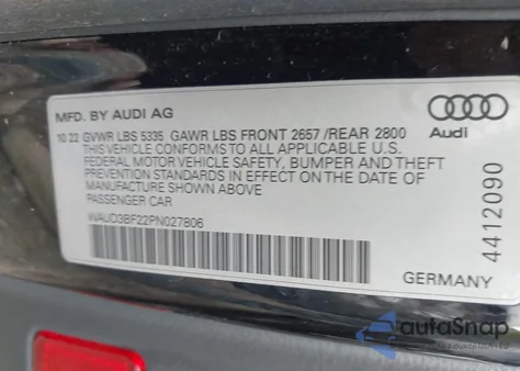 2023 Audi A6 Premium 45 Tfsi Quattro S Tronic из США, поврежденный, VIN WAUD3BF22PN027806